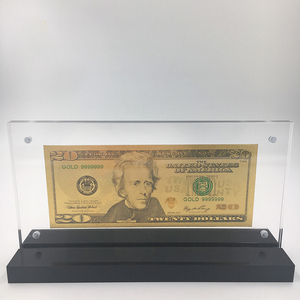 24 k सोने की पन्नी के साथ अमरीकी डालर <span class=keywords><strong>20</strong></span> डॉलर नोट पैसे कार्यालय के लिए स्मारिका सजावट एक्रिलिक फ्रेम प्रदर्शन - Product Image 1