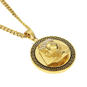 مجوهرات أبو الهول من مصر قلادة الهيب هوب مع قلادة الماس تشيكوسلوفاكيا مطلي بالذهب عيار 18 قلادة أبو الهول المصري - Product Image 4
