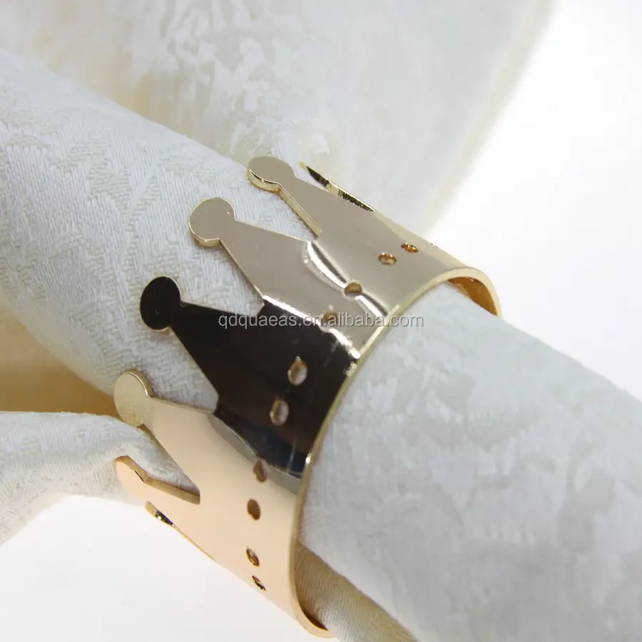 Золотое серебряное кольцо для салфеток в форме короны для свадебного украшения, держатель для салфеток в форме короны,