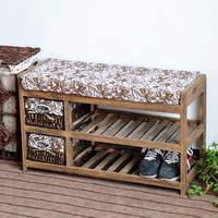 Étagère étagère à chaussures en gros personnalisé salon meubles en bois massif recevoir arche tabouret stockage ottoman