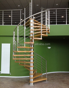Viga de aço inoxidável preço barato design interior escadas redondas para escada em espiral de madeira - Product Image 3