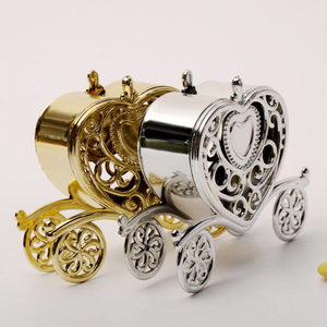 Wedding or Baby Shower Silver Pumpkin Carriage Design Transparent Plastic Candy Box