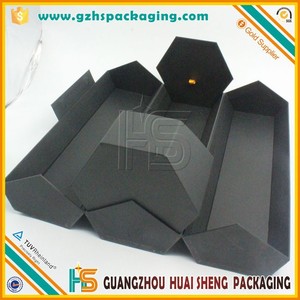 Branded negro hexagonal forma cartón caja de regalo para envases la extensión del pelo - Product Image 5