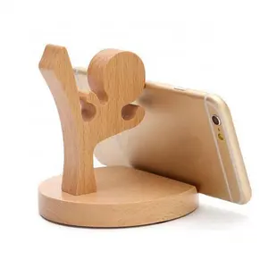 מחזיק נייד stand מכירה Suppliers-מכירה לוהטת עץ טלפון סלולרי מחזיק שולחן עבודה נייד סטנד חמוד טלפון סלולרי Stand