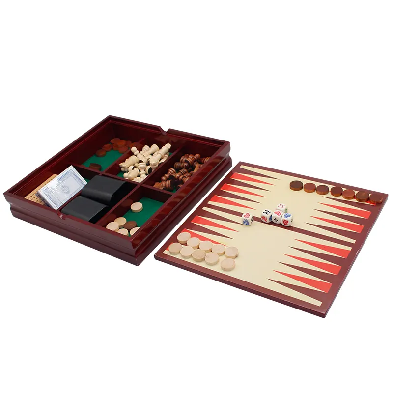 שולחן עץ משחק לוח סט 12 ב 1 אחסון עץ במבטא מרכז משחק מתנה