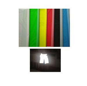 ผ้าโพลีเอสเตอร์สีสะท้อนแสงสะท้อนสีแดงส้มฟ้าสะท้อนแสงแบบแฟชั่นสีสันสดใสสำหรับเสื้อผ้ากีฬาผลิต