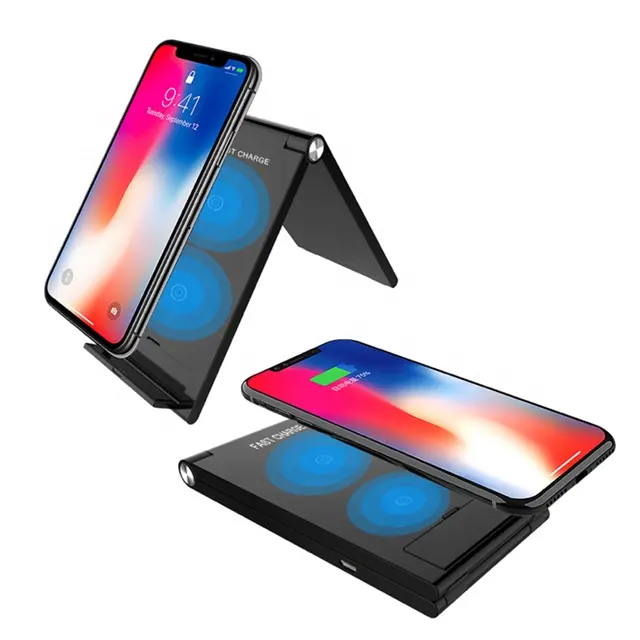 2019 Newest Foldable Wireless 7.5W/10W charging Pad for Iphone Samsung and all of the Qi enabled devices