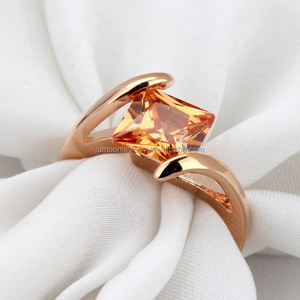 Rose <strong>Gold</strong> Plated Square Citrine <strong>Ring</strong> Twisted Split Shank Large Orange Crystal Statement <strong>Cocktail</strong> <strong>Ring</strong> Women Fashion Jewelry Gift - Product Image 2