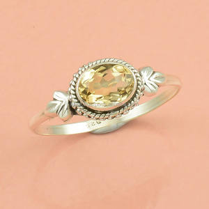 Bague en argent sterling 925 avec pierres précieuses, bijoux en citrine naturelle, fournisseur de bijoux anciens, exportateur de bijoux fins - Product Image 1