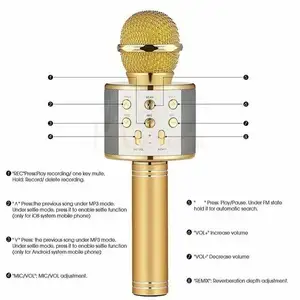 High Quality Home Party WS858 Karaoke Wireless Microphone Handheld BT Microphone With BT Speaker MIC Support TF/USB/MP3