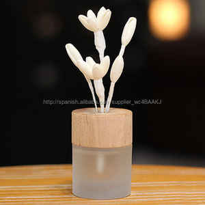 Hogar Fragancia 100 ml Frosted Botella Redonda Tapa de Madera de La Flor <span class=keywords><strong>del</strong></span> Sola Difusor de Caña Natural TS-FD194 - Product Image 1