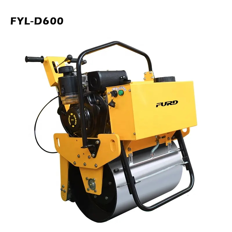 น้ำหนักเบา 5.5HP เหล็กกลอง Hand Compact Road Roller สำหรับยางมะตอย