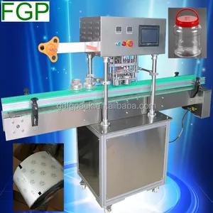 Automático en línea botella de PET/tarro de aluminio de calor de la hoja de corte de la máquina de sellado con cinta transportadora hecho en el precio de fábrica hecho en China