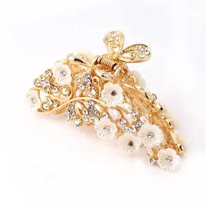 GENYA New Large Alloy Hair Claw Flower Clips Hair Jaw Clamp Banana for Women Girls silver gold hair claw clip