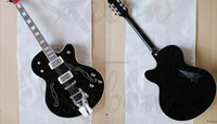 Weifang Rebon 6 String Hollow Body Jazz Electric Guitar with Black Colour