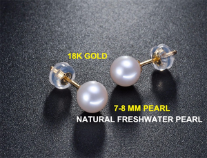 7mm & 8mm 라운드 정품 진짜 kemei <span class=keywords><strong>18K</strong></span> 솔리드 카랏 옐로우 골드 천연 담수 담수 진주 쥬얼리 세트 - Product Image 4