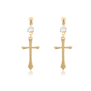 96936 xuping 18K gold color hoop wholesale cross women earrings