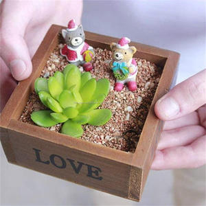 Caja de madera hecha <span class=keywords><strong>a</strong></span> mano retro Flower Garden Planter planta suculenta rectangulo caso de almacenamiento (amor) - Product Image 3