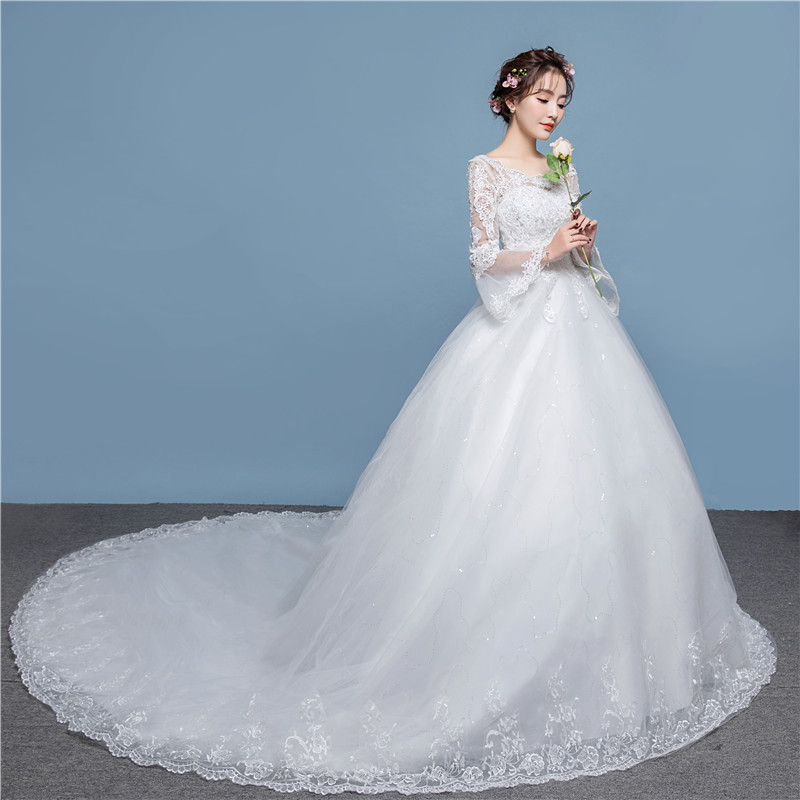 2018 Spring Korea Fashion - Long Sleeve Lace Wedding Dress