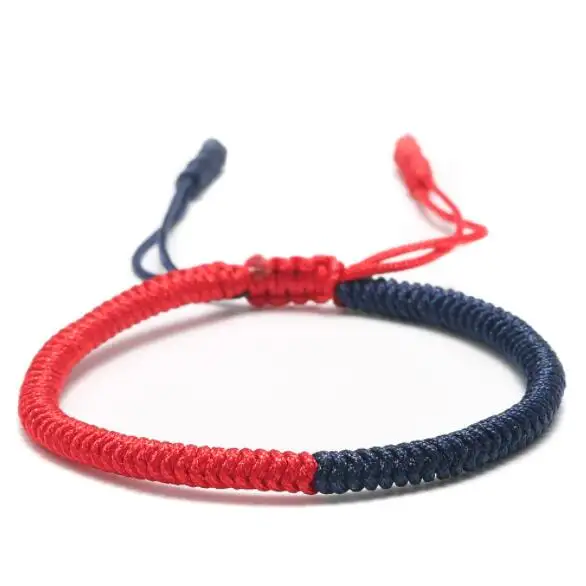 Inspirieren Sie Edelstahls chmuck Handgemachte verstellbare Knoten Red Rope Lucky Bracelet Geflochtene Makramee Buddhistisches tibetisches Armband