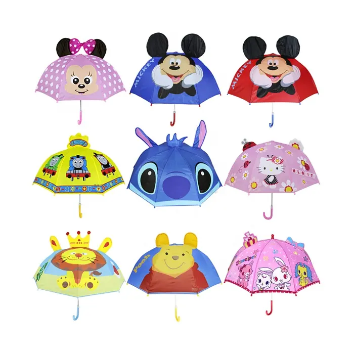 Atacado Crianças Baratos Animal Impressão Kids Umbrella Com Padrão De Desenhos Animados Personalizados