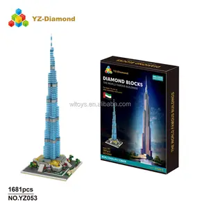 WL oyuncaklar yz-elmas blokları YZ053 Burj Khalifa kulesi plastik yapı bloğu