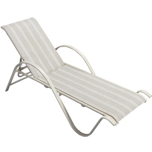 Outdoor Poolside Aluminum Chaise Lounge <strong>Sunbed</strong> Furniture Patio Garden White Teslin Sun Loungers - Product Image 2