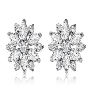 factory make earrings clear diamond jewelry ladies gift fashion shining big stone girls wedding zircon earring