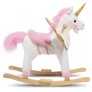 Child Rocking Horse Toy Pink Plush Stuffed Ride Toy Unicorn