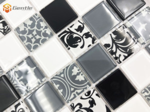Mattonelle della parete interna di piastrelle backsplash 4 millimetri piazza misto modello di stampa a colori di cristallo mattonelle di mosaico di vetro - Product Image 3