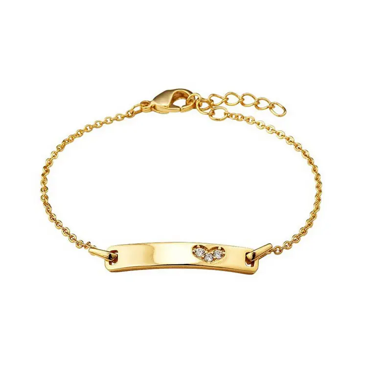 925 sterling silver wholesale baby name bracelet children jewelry in 18k gold plated