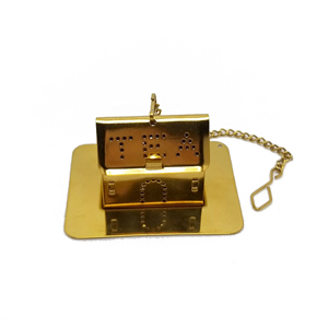 Infuseur à thé en forme <span class=keywords><strong>de</strong></span> mini-<span class=keywords><strong>maison</strong></span> en acier inoxydable plaqué or titane, écologique, marque Lechi, avec chaîne - Product Image 1