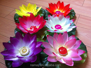 Mor çin isteyen yüzen ipek Lotus çiçeği su fenerler Tealight ile - Product Image 3