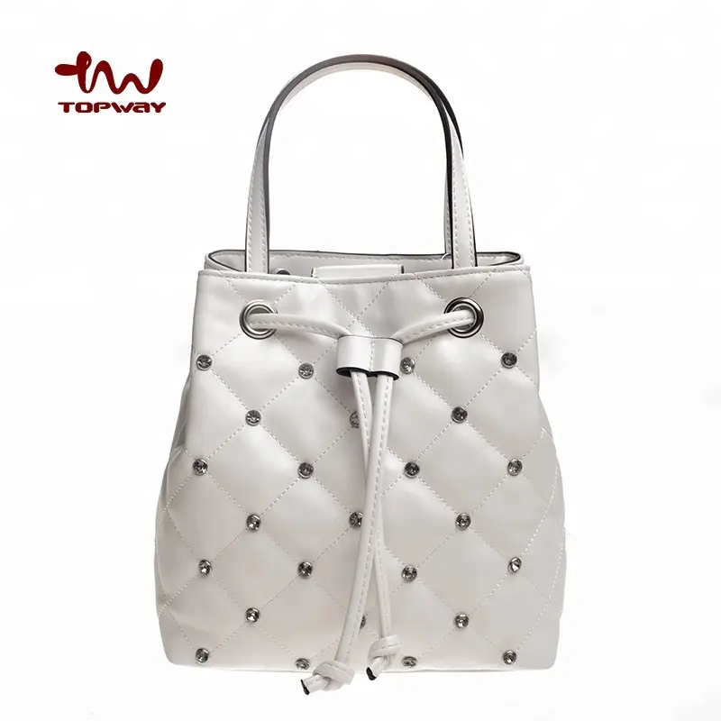 Moda feminina PU LEATHER Tote Bag Bolsa Com Strass