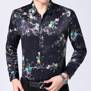 2019 <span class=keywords><strong>noms</strong></span> de marque nouveau style hommes chinois tissé chemises en soie impression chemise chemise à Fleurs - Product Image 3