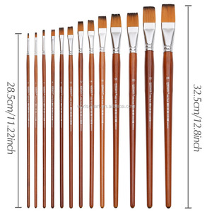 13 pièces/ensemble artiste pinceau Long manche Nylon cheveux forme plate pour huile <span class=keywords><strong>aquarelle</strong></span> acrylique <span class=keywords><strong>peinture</strong></span> pinceau Art fournitures - Product Image 4