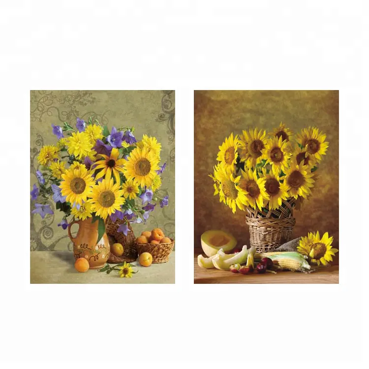 Imagem de flores de flores 3d, flores coloridas com imagem de girassol lenticular 3d