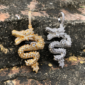 Miss Jewelry liontin tanda zodiak naga Cina, berlapis emas 18K dengan zirkon untuk anak-anak - Product Image 2