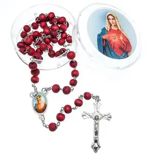 Katholischer Rosenkranz aus 7mm duftendem Holz perlen mit jungfräulichem Mary-Rosenkranz, Rosenkranz der Heiligen Maria