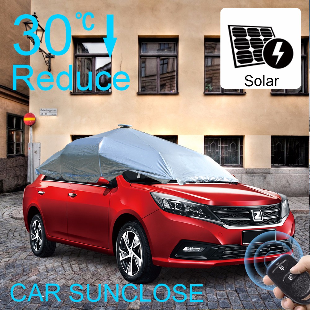SUNCLOSE Серебро Открытая Парковка, автоматическое Водонепроницаемый Автомобиля Зонтиком, оксфорд-Автомобиль На Крыше Палатка