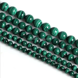 Perles de Malachite rondes naturelles, pierres précieuses, couleur verte, 8mm, vente en gros, pièces