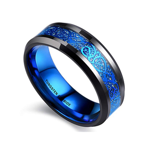 Bague Dragon en Fiber de carbone incrustée, bagues en carbure de tungstène, bijoux, bague confortable - Product Image 3