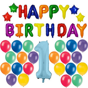 Vendita calda colore arcobaleno buon compleanno set 40 pollici baby blue numero 1 palloncino foil per ragazzo 1 ° compleanno decor