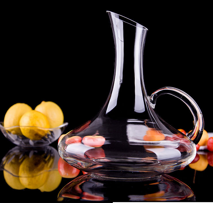 Free sample wholesale oblique mouth round crystal glass wine decanter