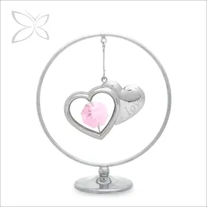 Crystocraft-corazón de Metal cromado, decorado con cristales de corte brillante, recuerdo de boda