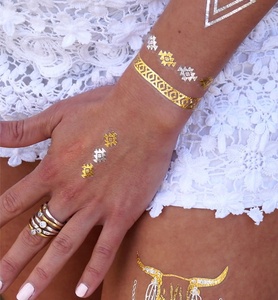 40 modèles différents en stock Designs Flash Gold tatouages temporaires métalliques pour femmes adultes, fille <span class=keywords><strong>Bracelet</strong></span> doré autocollant de tatouage - Product Image 4