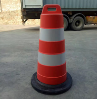Rouge Blanc Mobile de Sécurité Routière De Baril De Roulement En Caoutchouc HDPE Tambour de Circulation