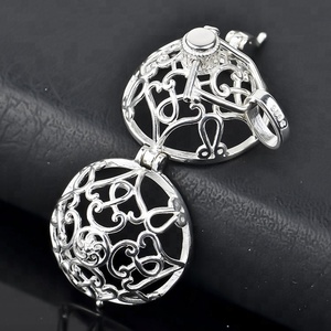 Pendentif en argent sterling 925 plaqué rhodium, boules mexicaines à sonneries, personnalisable en gros - Product Image 4
