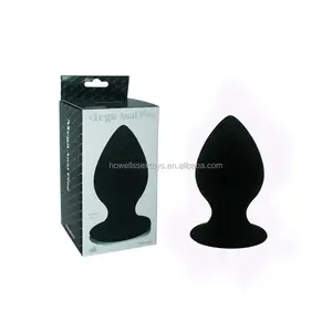 Jual panas murni silikon anal butt plug, 100% silikon hitam mainan anal