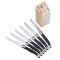 Couteau à steak Laguiole en acier inoxydable avec bloc en bois